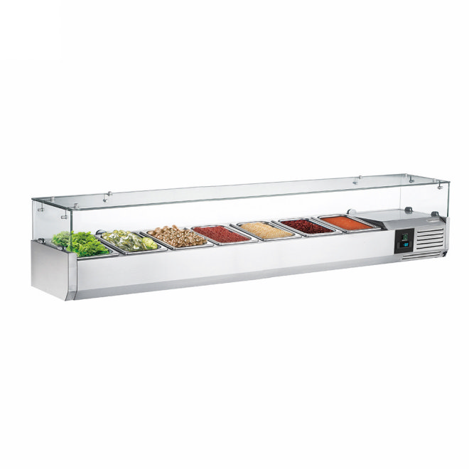 Witryna chłodnicza - nastawna - PREMIUM - 1,5 x 0,34 m - na 7x GN 1/4